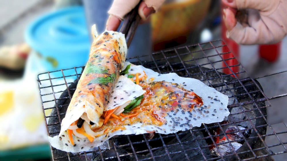 Bánh tráng cuốn dẻo nướng